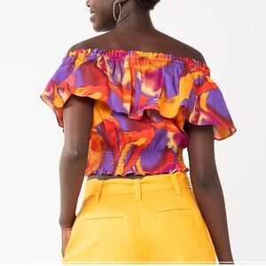 Nine West Colorful Off-Shoulder Ruffle Blouse P2P 18.5”